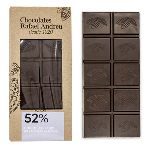Tableta de chocolate 52% sin azúcares añadidos