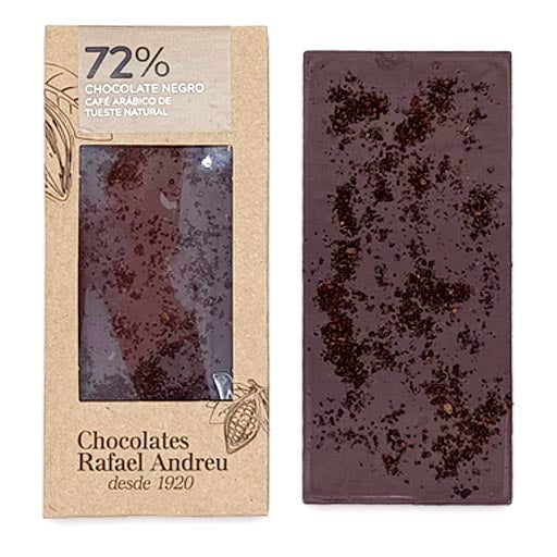 Tableta de chocolate 72% con café arábigo de tueste natural