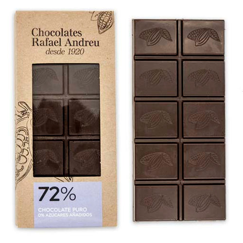 Tableta de chocolate 72% sin azúcares añadidos