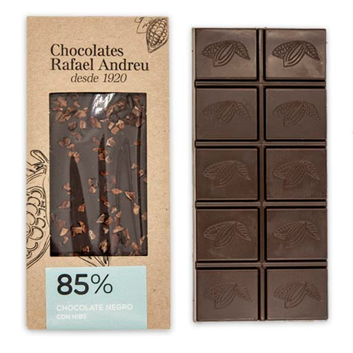 Tableta de chocolate 85% con Nibs