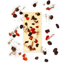 Cargar imagen en el visor de la galería, Tableta de chocolate blanco con arándanos, fresa y canela